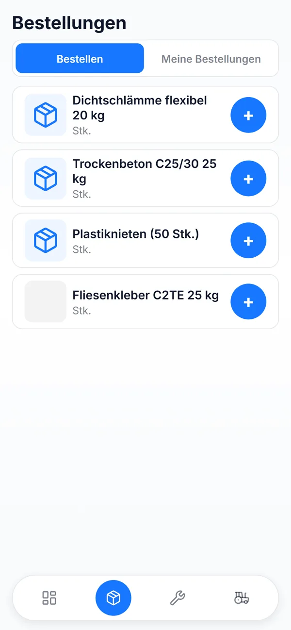 App: Material bestellen